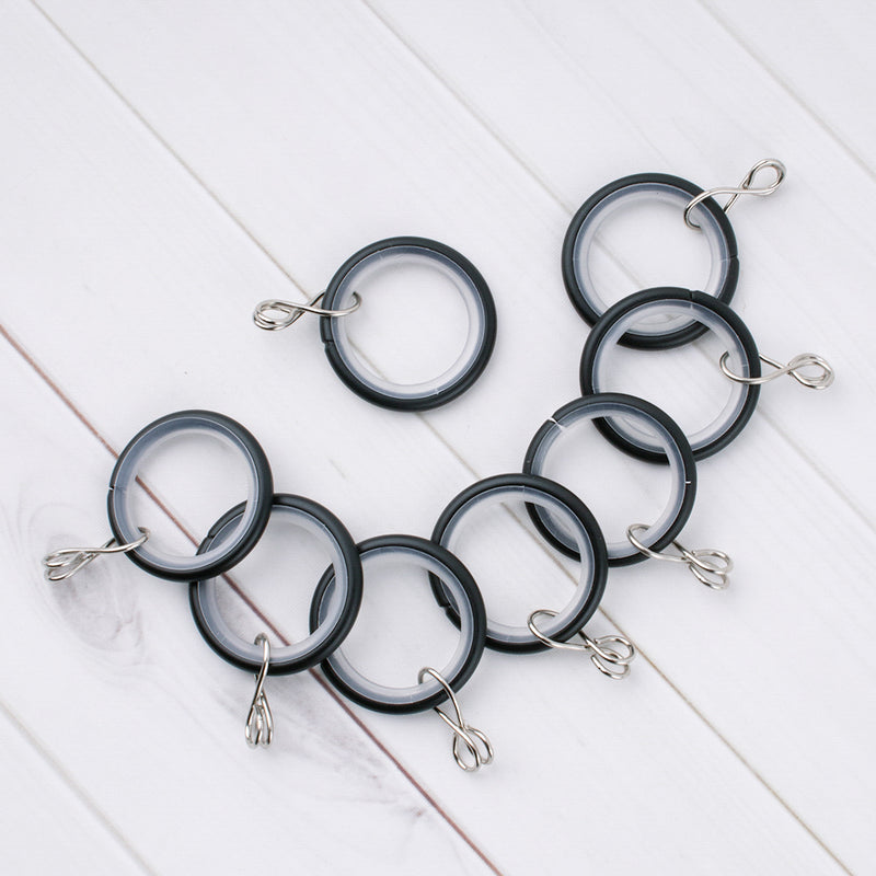 Metal rings with eyelet for 19mm rod - Black