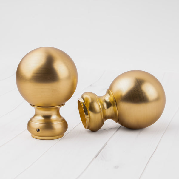 Metal finial for 28mm rod - Ball - Brushed Brass
