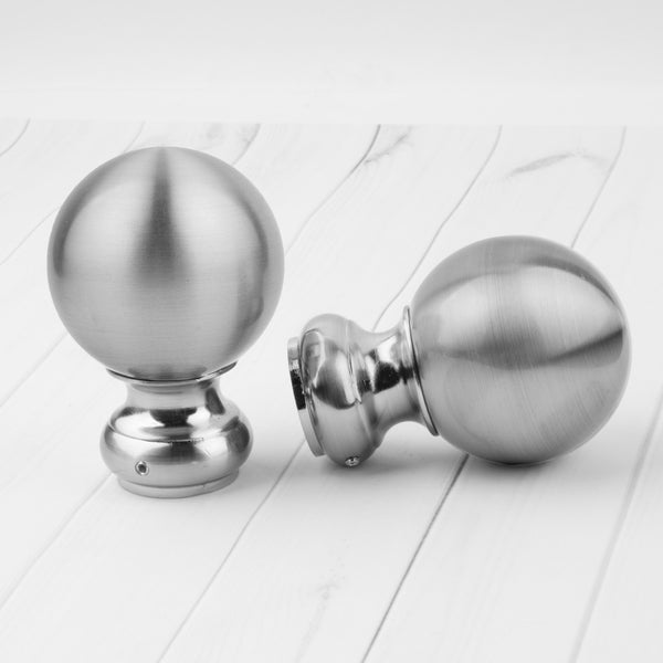 Metal finial for 28mm rod - Ball - Brushed Silver