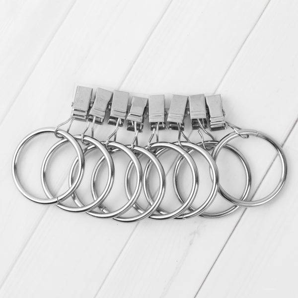 Metal rings with clips for 28mm rod - Chrome