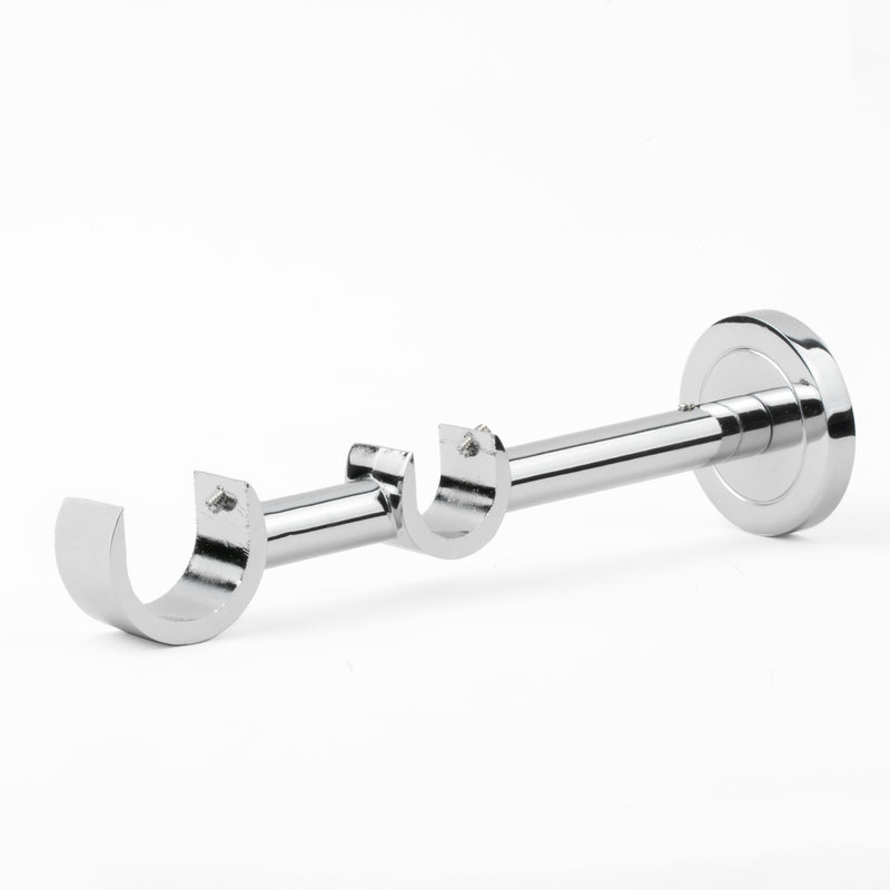Metal double bracket for 19 & 28mm rod - Chrome