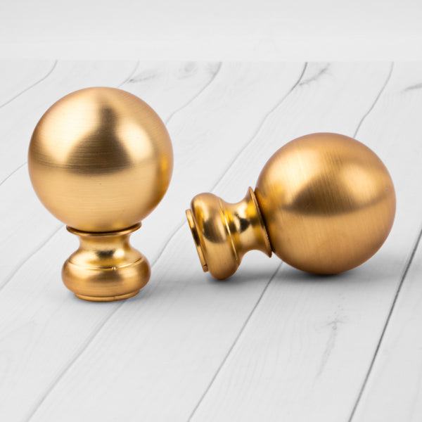 Metal finial for 19mm rod - Ball - Brushed Brass