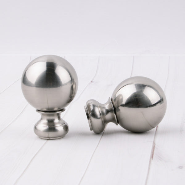 Metal finial for 19mm rod - Ball - Brushed Silver