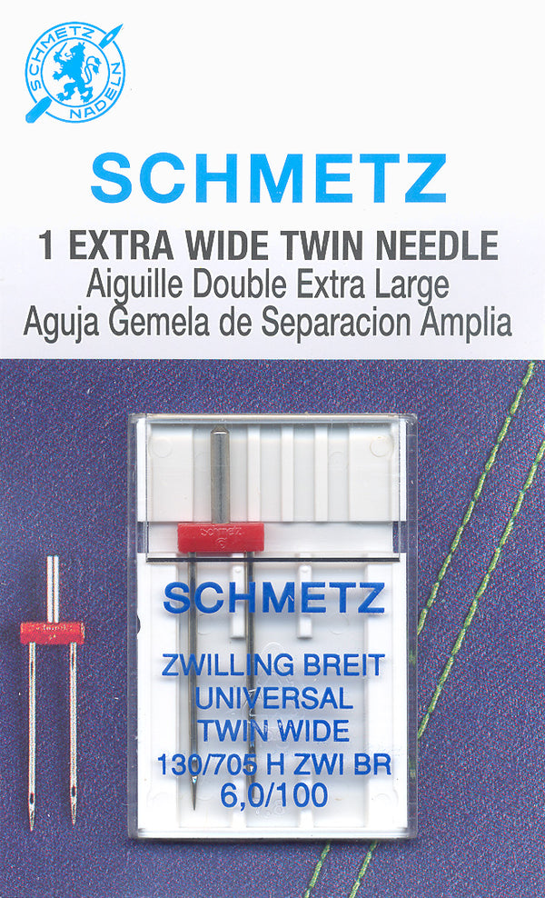 SCHMETZ twin needles - 100/16 - 6.0mm carded 1 piece