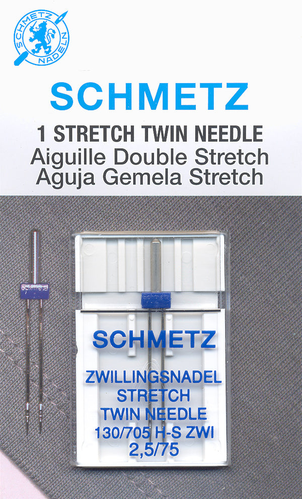 SCHMETZ stretch twin needles - 75/11 - 2.5mm carded 1 piece
