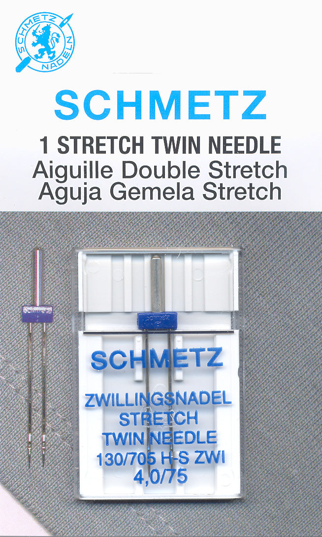 SCHMETZ stretch twin needles -  75/11 - 4.0mm carded 1 piece