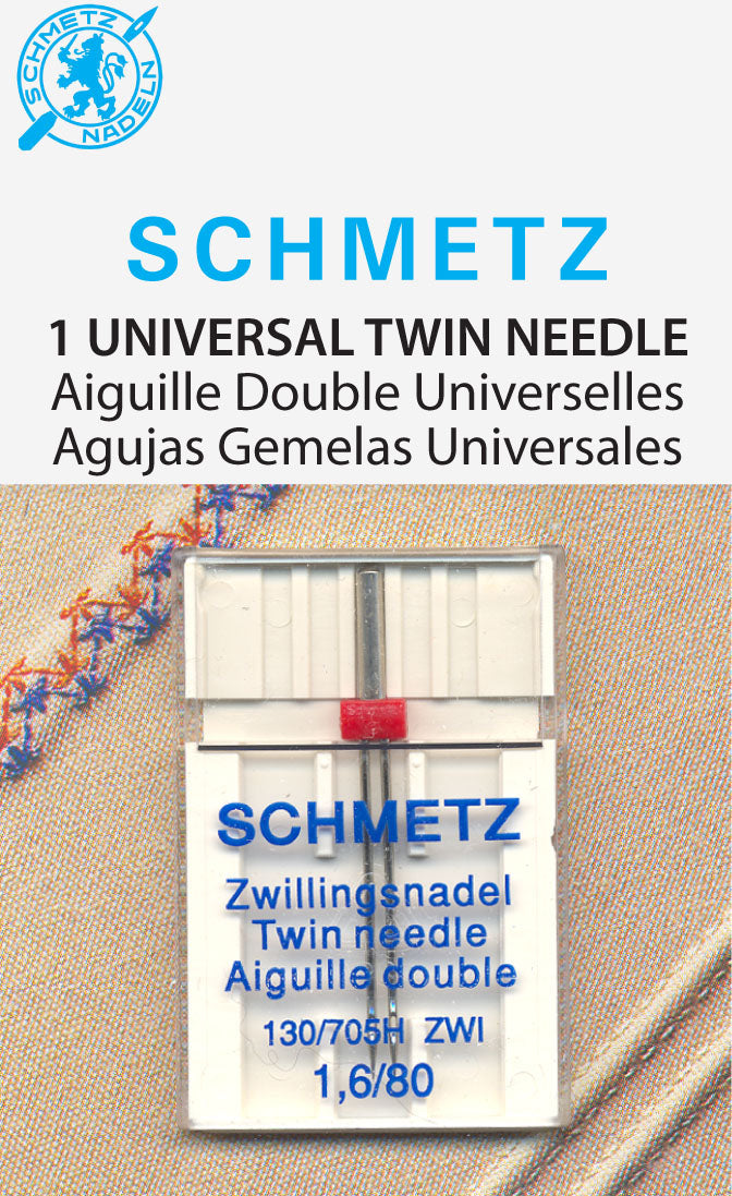 SCHMETZ twin needles - 80/12 - 1.6mm carded 1 piece