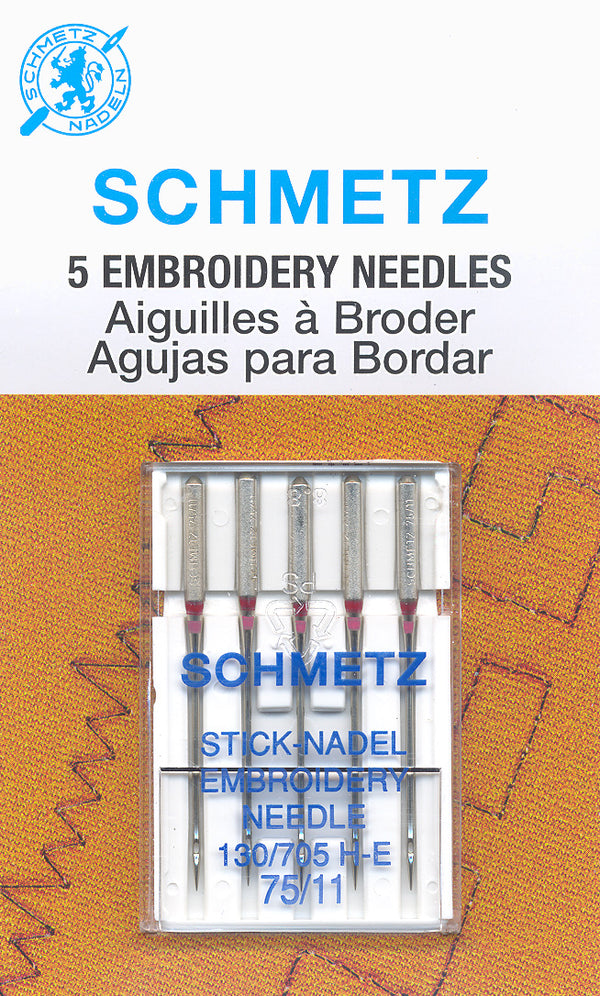 SCHMETZ embroidery needles - 75/11 carded 5 pieces