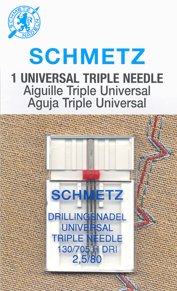 SCHMETZ triple needles - 80/12 - 2.5mm carded 1 piece