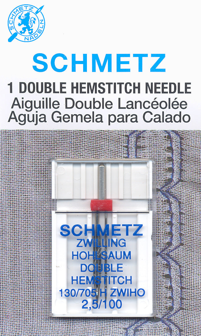 SCHMETZ hemstitch double needles - 100/16 carded 1 piece