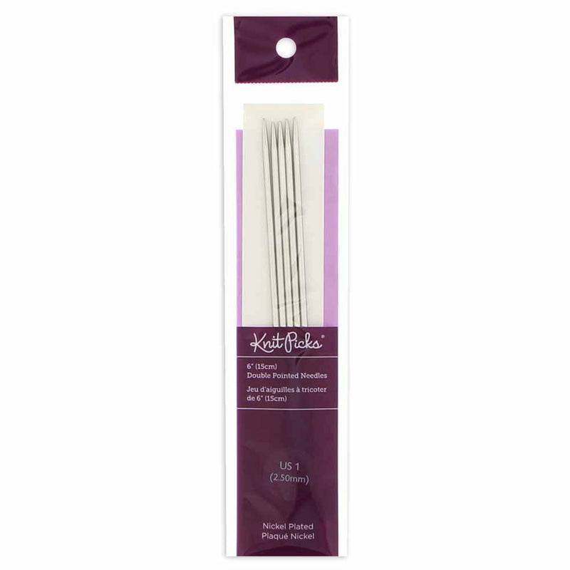 KNIT PICKS Nickel Plated Double Point Knitting Needles 15cm (6") - Set of 5 - 2.5mm