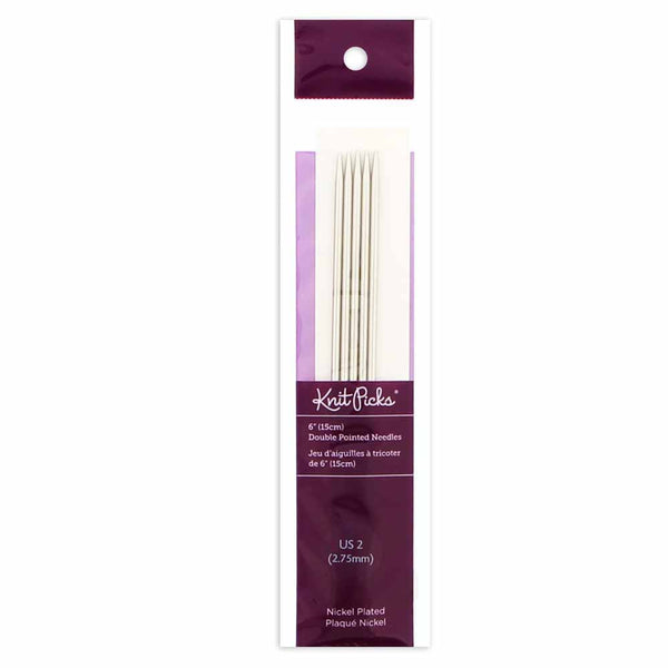 KNIT PICKS Nickel Plated Double Point Knitting Needles 15cm (6") - Set of 5 - 2.75mm/US 2