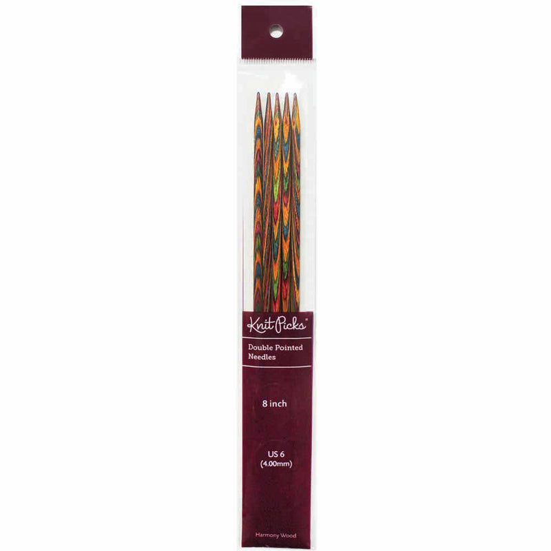 KNIT PICKS Rainbow Aiguilles à tricoter en bois double pointe 20cm (8po) - Jeu de 5 - 4mm/US 6