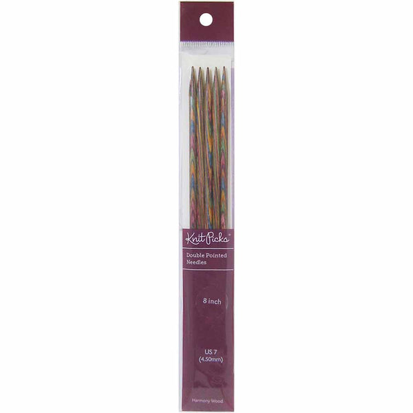 KNIT PICKS Rainbow Aiguilles à tricoter en bois double pointe 20cm (8po) - Jeu de 5 - 4.5mm/US 7