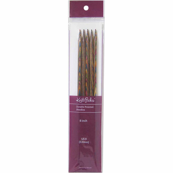 KNIT PICKS Rainbow Wood Double Point Knitting Needles 20cm (8") - Set of 5 - 5.5mm/US 9