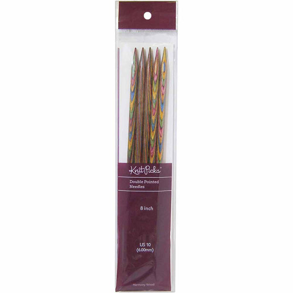 KNIT PICKS Rainbow Aiguilles à tricoter en bois double pointe 20cm (8po) - Jeu de 5 - 6mm/US 10