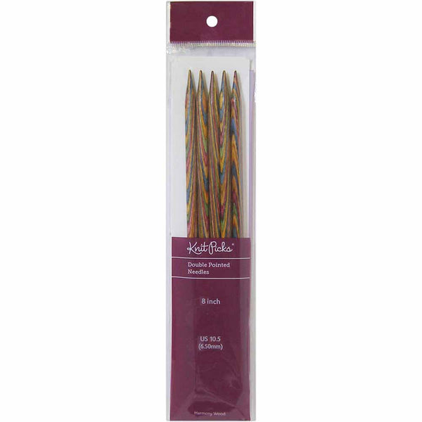 KNIT PICKS Rainbow Aiguilles à tricoter en bois double pointe 20cm (8po) - Jeu de 5 - 6.5mm/US 10.5