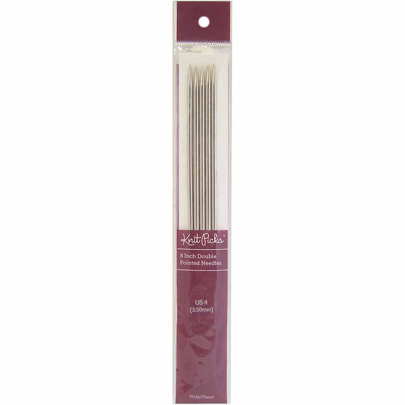 KNIT PICKS Nickel Plated Double Point Knitting Needles 20cm (8") - Set of 5 - 3.5mm/US 4
