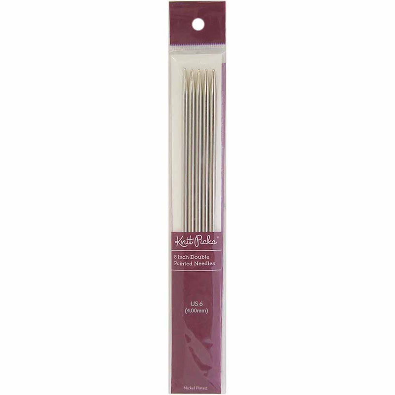 KNIT PICKS Nickel Plated Double Point Knitting Needles 20cm (8") - Set of 5 - 4mm/US 6