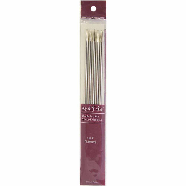 KNIT PICKS Nickel Plated Double Point Knitting Needles 20cm (8") - Set of 5 - 4.5mm/US 7