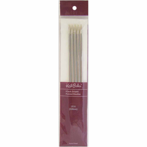 KNIT PICKS Nickel Plated Double Point Knitting Needles 20cm (8") - Set of 5 - 5mm/US 8