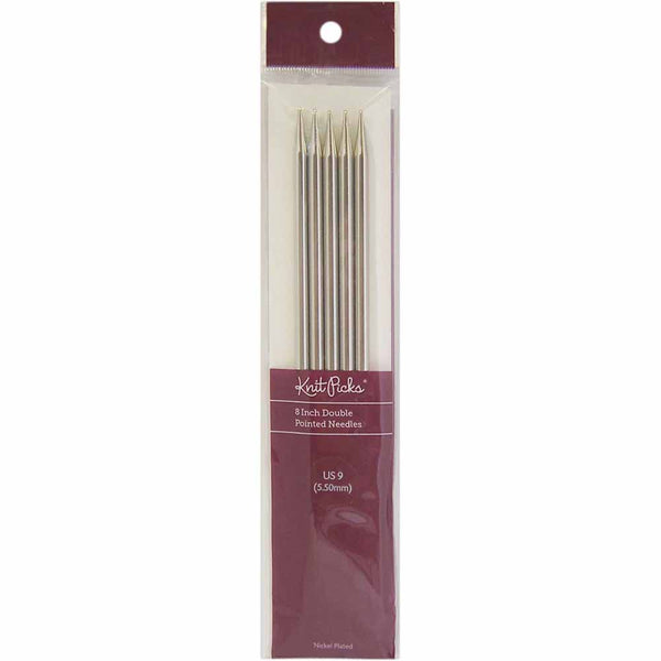 KNIT PICKS Nickel Plated Double Point Knitting Needles 20cm (8") - Set of 5 - 5.5mm/US 9