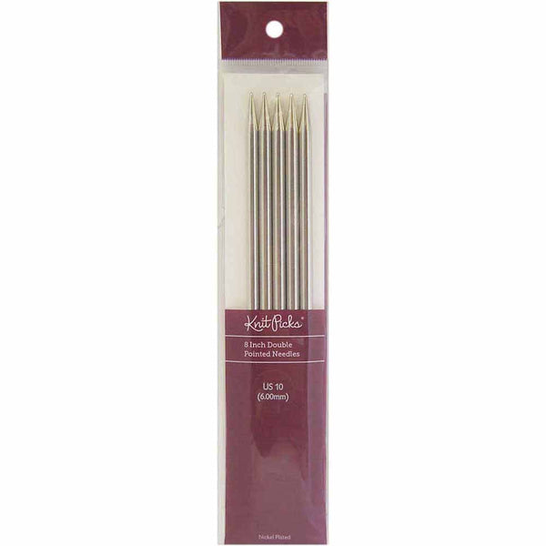 KNIT PICKS Nickel Plated Double Point Knitting Needles 20cm (8") - Set of 5 - 6mm/US 10