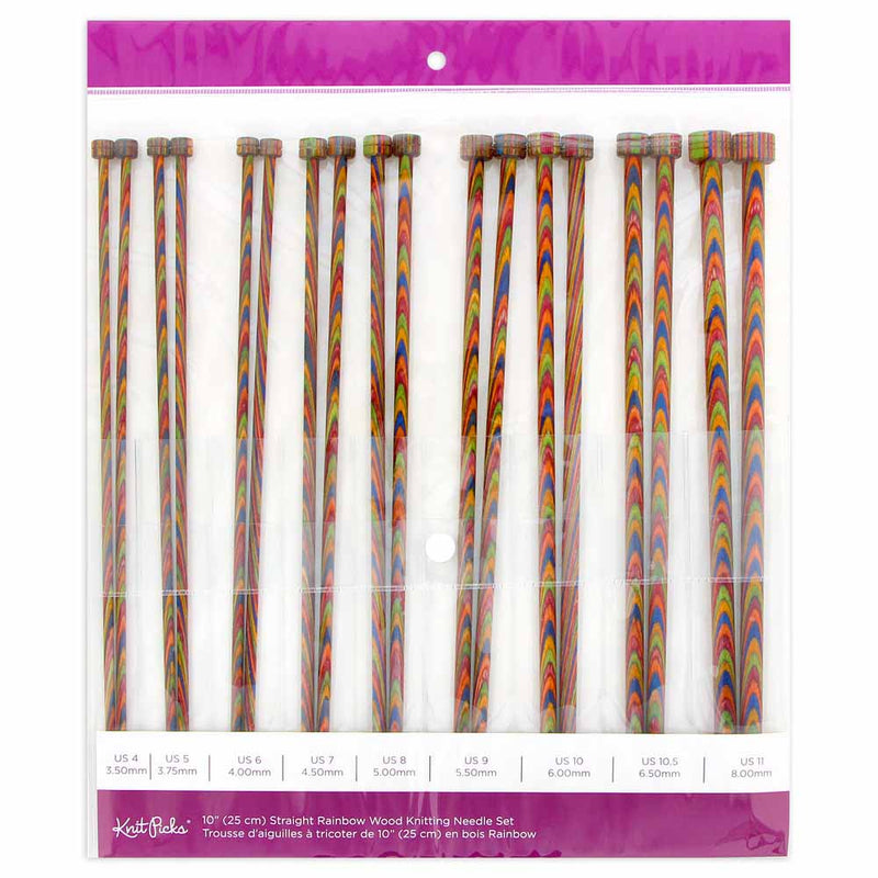 KNIT PICKS Rainbow Wood Single Point Knitting Needles 25cm – 10 inch – 12mm  – US 17 – Yarns by Macpherson