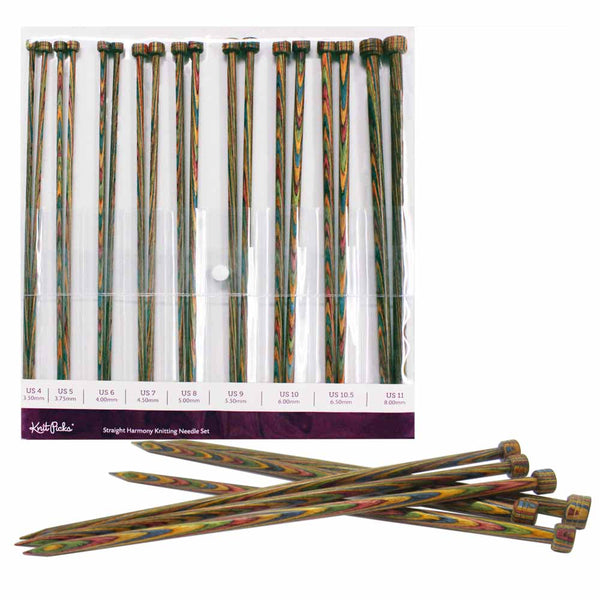 KNIT PICKS Rainbow Wood Single Point 18 Pc. Knitting Needle Set 35cm (14")