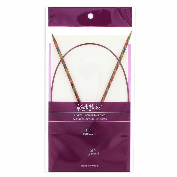 KNIT PICKS Rainbow Wood Circular Knitting Needles - 60cm (24") - 3.75mm/US 5