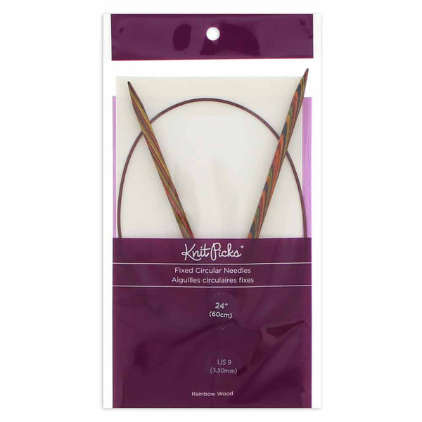 KNIT PICKS Rainbow Wood Circular Knitting Needles - 60cm (24") - 5.5mm/US 9