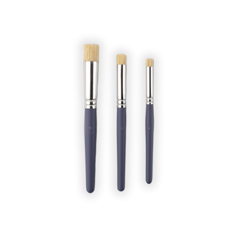 3 White Bristle Stencil Brushes