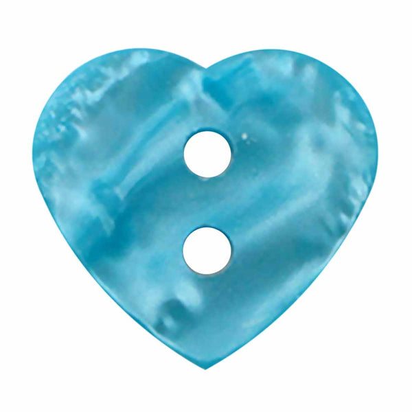 CIRQUE bouton fantaisie à 2 trous - aqua - 15mm (⅝") - coeur