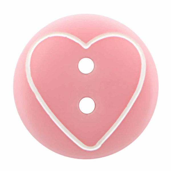 CIRQUE bouton fantaisie à 2 trous - rose - 13mm (½") - coeur