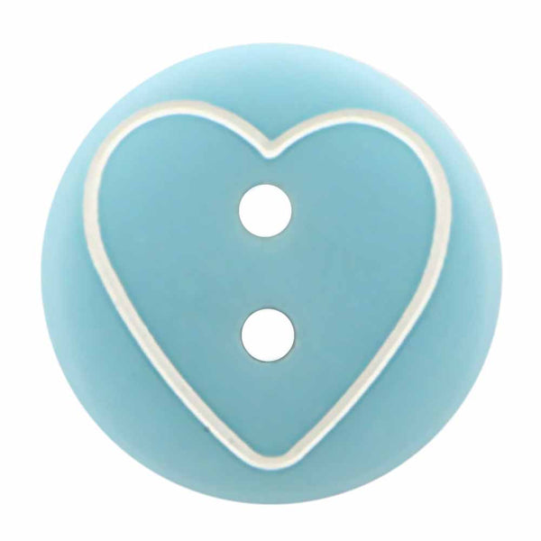 CIRQUE bouton fantaisie à 2 trous - bleu clair - 13mm (½") - coeur
