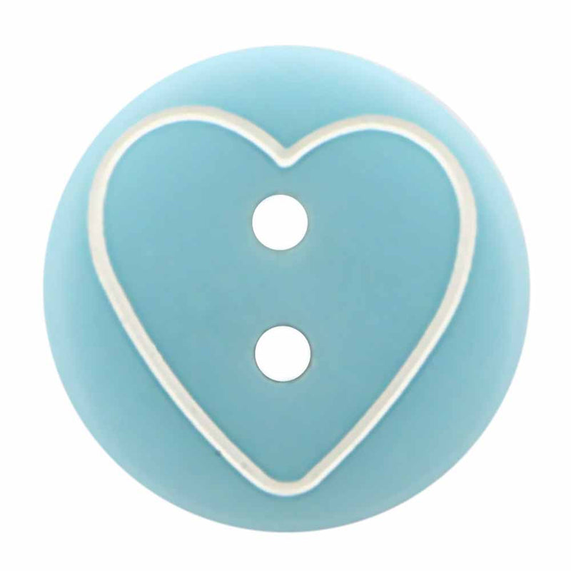 CIRQUE Novelty 2-Hole Button - Light Blue - 13mm (½") - Heart