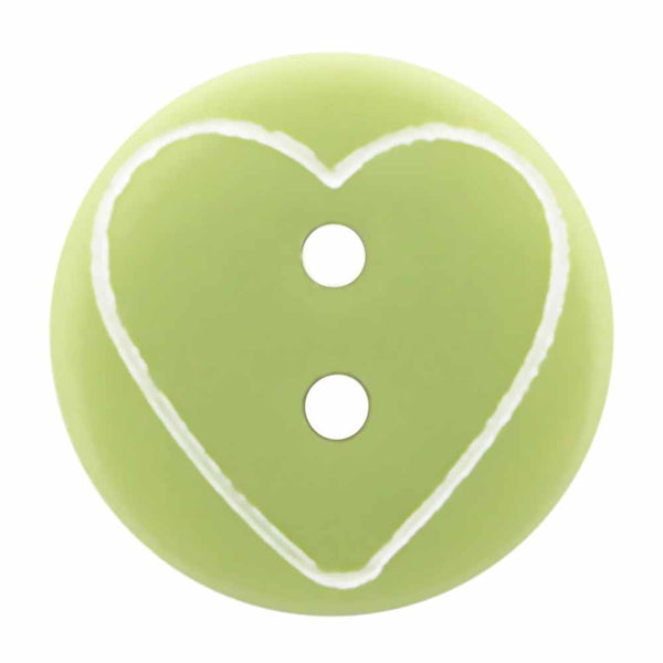 CIRQUE bouton fantaisie à 2 trous - vert clair - 13mm (½") - coeur