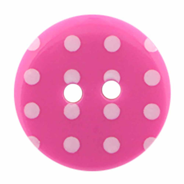 CIRQUE Novelty 2-Hole Button - Pink - 18mm (¾") - Polka Dots