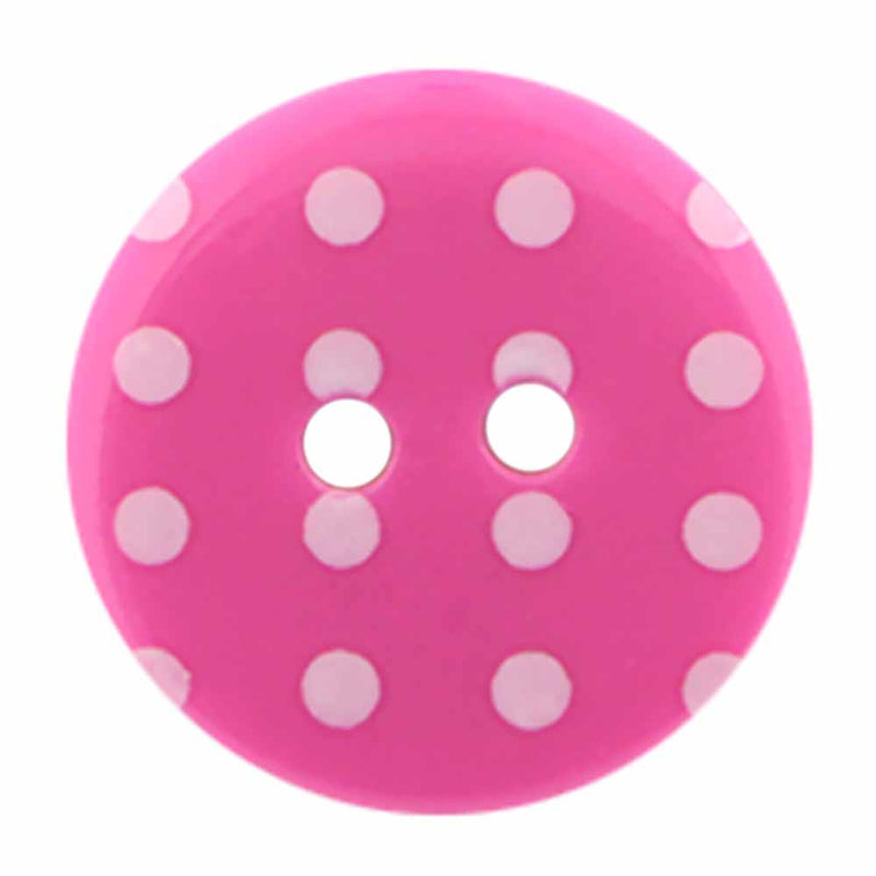 CIRQUE bouton fantaisie à 2 trous - rose - 18mm (¾") - à pois