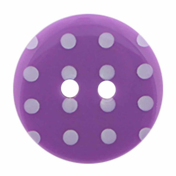 CIRQUE Novelty 2-Hole Button - Purple - 18mm (¾") - Polka Dots