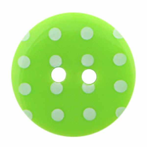 CIRQUE Novelty 2-Hole Button - Green - 18mm (¾") - Polka Dots