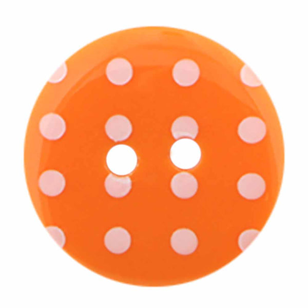 CIRQUE bouton fantaisie à 2 trous - orange - 18mm (¾") - à pois