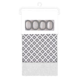 14 pc Chenile Bath Mat and Shower Curtain - Charcoal