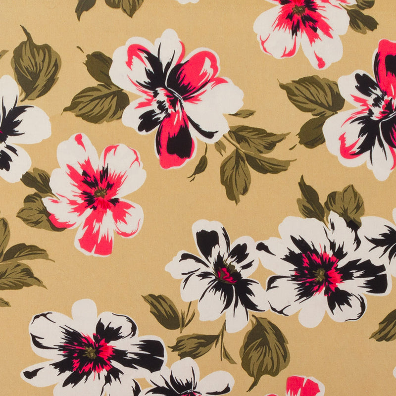 COLOR POP Stretch Sateen print - Pansy - Beige