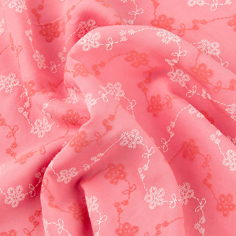 PUFF Printed Rayon Voile - Daisy - Pink