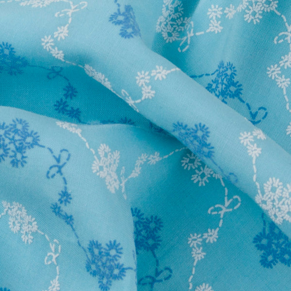 PUFF Printed Rayon Voile - Daisy - Blue