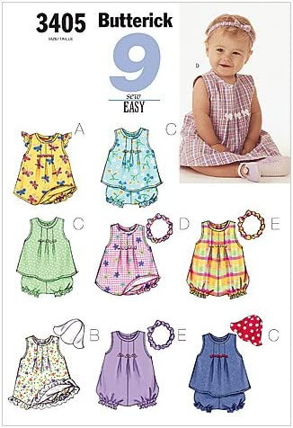 B3405 Infants' Dress, Top, Romper, Panties, Hat & Headband