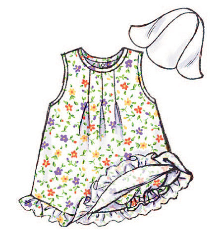 B3405 Infants' Dress, Top, Romper, Panties, Hat & Headband (Size: NB-S-M)