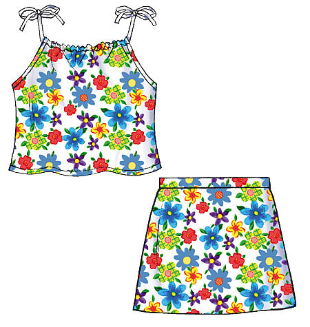 B4503 Children's/Girls' Top, Skort and Shorts (Size: 6-7-8)