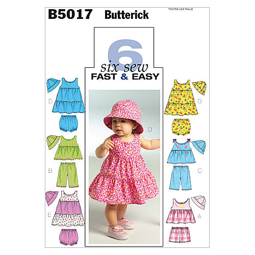 B5017 Haut, robe, culotte, short, pantalon et chapeau pour bébé (grandeur : toutes les tailles dans la même pochette)